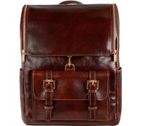 Time Resistance Mochila para Mujer y Hombre - Bolso Casual para el Trabajo, Colegio o Universidad - Cuero de Grano Entero y Correas Ajustables, Color Marrón