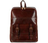 Time Resistance Mochila para Mujer y Hombre - Bolso Casual para el Trabajo, Colegio o Universidad - Cuero de Grano Entero y Correas Ajustables, Color Marrón