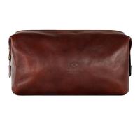 Time Resistance Neceser de Cuero para Cosméticos - Estuche de Cosméticos Italiano con Clase Dopp, Marrón