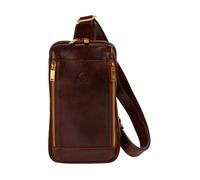 Time Resistance Bolso Bandolera de Cuero para Hombre y Mujer - Tipo Mensajero con Cuero de Vachetta, Hecho a Mano en Italia - Ideal para Llevar Todo lo que Necesitas, Color Marrón