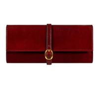 Time Resistance Rollo De Joyería De Cuero - Estuche De Joyería De Viaje De Cuero De Plena Flor - Organizador De Joyas (Rojo)