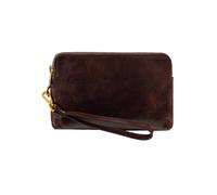 Time Resistance Clutch de Cuero para Hombre - Bolso Organizador para Hombre - Bolso de Muñeca - Maletín Hecho a Mano en Italia - Caja de Regalo Incluida (Marrón)