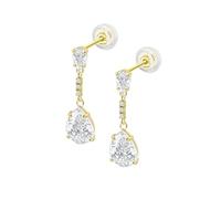 TIME ROAD Pendientes Largos Mujer HIN00426 de Oro 9K de 375 ml - Ligeros, Cómodos y Resistentes - Pendientes Dorados Mujer