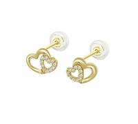 TIME ROAD Pendientes Mujer HIN00396 Oro 9k de 375 ml - Corazón - Ligeros, Cómodos y Resistentes - Cierre Seguro de Presión - Pendientes Dorados Mujer