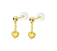 TIME ROAD Pendientes Mujer LU00037 Oro 9k de 375 ml - Corazón - Ligeros, Cómodos y Resistentes - Cierre Seguro de Presión - Pendientes Dorados Mujer