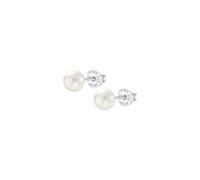 TIME ROAD Pendientes Mujer WS00001/6 Plata de Ley 925 ml - Perla - Ligeros, Cómodos y Resistentes - Cierre Seguro de Presión - Aretes de Mujer