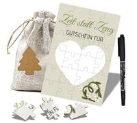 Time statt Zeug Gutschein Puzzle, Gutscheine zum Selber Ausfüllen Geburtstag, Gutscheinkarte Geschenkkarte mit Beutel Geschenkanhänger Gutschein Verpackung Geschenk Basteln für Frauen Freundin