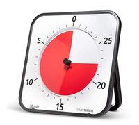 Time Timer MAX, temporizador analógico visual extragrande de 44x44 cm, configuraciones de 8 duraciones, caras de temporizador intercambiables, alerta opcional, sin ruidos fuertes, herramienta de gestión del tiempo, (negro)