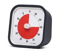 Time Timer MOD (Carbón), un temporizador de cuenta regresiva visual de 60 minutos para aulas, reuniones, aulas para niños y adultos y como herramienta de educación en el hogar con funcionamiento silencioso y cubierta de silicona intercambiable