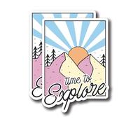 Time to Explore FHJ111 - Love to Be Outdoors - Naturaleza senderismo camping montañas - Paquete de 2 calcomanías de vinilo laminado de alta calidad | 5 pulgadas en el lado más ancho | Fabricado en Estados Unidos