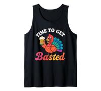 Time to Get Basted Turkey Funny Thanksgiving Beer Drinking Camiseta sin Mangas