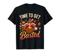 Time to Get Basted Turkey Funny Thanksgiving Wine Drinking Camiseta