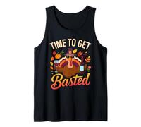Time to Get Basted Turkey Funny Thanksgiving Wine Drinking Camiseta sin Mangas