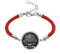 Time to Lunch Pizza Foods Lucky - Pulsera de cuerda roja hecha a mano