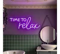 Time To Relax - Placa de neón relajante para baño, dormitorio, spa, salón de belleza y peluquería, accesorio decorativo para el hogar como regalo para amigos