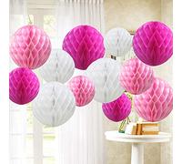 Time to Sparkle 12 Piezas Pompones de Papel decoración Bola de Nido Plegables Flores Decoracion Cumpleaños/Boda/ Nacimiento/Navidad, Balls-Pink Shade