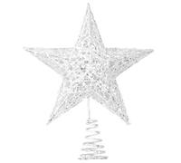 Time to Sparkle Estrella para árbol de Navidad con Purpurina de 20 * 16 * 4 cm para decoración de árbol de Navidad Blanco
