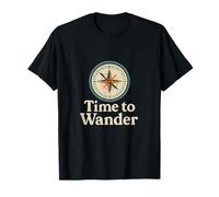 Time to Wander Adventure Brújula Reloj Impresión Camiseta