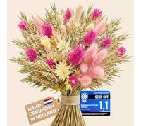 TIME4FLEUR Flores secas atadas a mano, flores decorativas de alta calidad de Europa, nobles flores secas, ramo de flores secas para decoración de mesa, salón, como regalo (Pink Whisper, L)