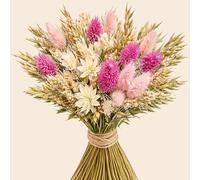 TIME4FLEUR Flores secas atadas a mano, flores decorativas de alta calidad de Europa, nobles flores secas, ramo de flores secas para decoración de mesa, salón, como regalo (Pink Whisper, M)