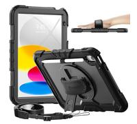 timecity Funda para iPad de 10ª generación, Funda para iPad 10.9 2022-2023: con Fuerte protección, Protector de Pantalla, Soporte Giratorio de 360°, Correa de Mano, Correa de Hombro, Soporte para