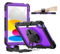 timecity Funda para iPad de 10ª generación, Funda para iPad 10.9 2022-2023: con Fuerte protección, Protector de Pantalla, Soporte Giratorio de 360°, Correa de Mano, Correa de Hombro, Soporte para