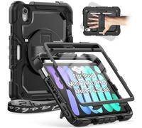 Timecity Funda para iPad mini 7 (A17 Pro) 2024/Mini 6 2021 de 8,3 pulgadas, resistente a los golpes, con protección de disco, soporte para bolígrafo, correa de hombro, soporte giratorio de 360 grados