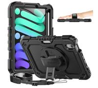 Timecity Funda para iPad Mini 7 (A17 Pro) de 8.3 Pulgadas 2024, para iPad Mini 6, Funda Protectora con Protector de Pantalla, Soporte para lápices, Soporte Giratorio y Correa de asa para iPad Mini de