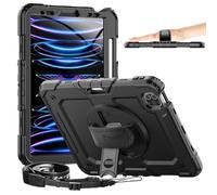 Timecity Funda para iPad Pro 11, iPad Pro de 11 pulgadas, 3ª/2ª/1ª generación con protector de pantalla, soporte para lápiz, correa de hombro, funda protectora de cuerpo completo,Negro