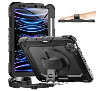 Timecity Funda para iPad Pro de 11 Pulgadas (1ª, 2ª, 3ª, 4ª generación), Funda Protectora Resistente con Protector de Pantalla Integrado, Soporte para lápices, Soporte Giratorio de 360 Grados y asa