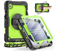 timecity Funda para Samsung Galaxy Tab A9 de 8,7 pulgadas 2023 SM-X110/SM-X115/SM-X117, resistente a los golpes, resistente con protector de pantalla, soporte giratorio, correa de mano, correa de