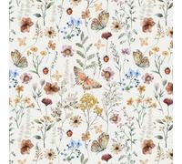 Timeet 41x1000cm Autoadhesiva Pintura Mural Beige Schmetterling Vintage Lámina Adhesiva Para Muebles Autoadhesiva Blumen Blätter Lámina Adhesiva Vinyl Wasserdicht Wandpapier Für Wohnzimmer