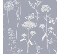 Timeet Autoadhesiva Pintura Mural Blumen Gris Schmetterling Pintura Mural Con Flores Vintage 44x300cm Lámina Adhesiva Autoadhesiva Vinyl Wasserdicht Lámina Adhesiva Para Muebles Wandpapier