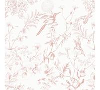 Timeet Autoadhesiva Pintura Mural Vögel Lámina Adhesiva Para Muebles Rosa Und Blanco 44x1000cm Vintage Pintura Mural Con Flores Autoadhesiva Lámina Adhesiva Vinyl Klebetapete Für Wohnzimmer