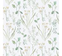 Timeet Papel tapiz autoadhesivo con diseño de plantas y flores, 41 x 300 cm, película de vinilo con parte trasera adhesiva, pequeño patrón de estilo fresco, papel de contacto para dormitorio, sala de