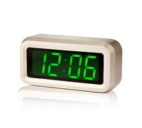 Timegyro Reloj Despertador Digital con Pilas con Pantalla LED para Dormitorio, Larga duración de la batería de 12 Meses, 3 Niveles de Brillo Ajustables, 12/24 Horas, repetición, Caja Dorada