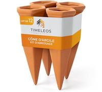 TIMELEOS Tonkegel Riego Juego de 4 dispensadores de Agua para Plantas, Conos de riego, Punta de Arcilla, riego, Planta de Interior, Terracota