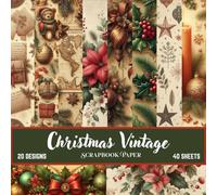 Timeless Yuletide Vintage Paper Pack: Classic Christmas Scrapbook Designs | 8.5×8.5 Double-Sided Decorative Pages | 20 Unique Patterns (40 Sheets) in Warm Festive Tones (Nature Scrapbook paper)
