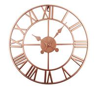 Timelike Reloj De Pared con Números Romanos Gigantes,Reloj De Pared Decorativo Retro De Gran Tamaño -Silencioso 40CM (Cobre)