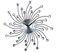 Timelike Reloj de Pared metálico diseño Estrella de Cristales, Reloj de Pared con Forma de Flor Redonda para La Oficina de La Sala de Estar (Rotating Radiation)