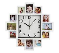 Timelike reloj de pared moderno con marco, blanco, 40x40x4,5 cm, funciona con pilas, decoración única del hogar - Crea tu propio reloj multi-foto