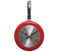 Timelike Reloj de Pared, Sartén de Metal de 10 Pulgadas para Decoración del Hogar, Único con Temática de Cocina, Incluye Destornillador (Rojo)