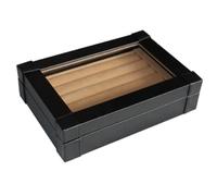 TimelyBuys Estuche de cuero sintético negro para gemelos y organizador de almacenamiento de anillos, joyero para hombre