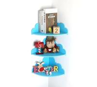 TIMENIL Juego de 3 estantes flotantes blancos para decoración de habitación de bebé, estante de pared flotante decorativo para dormitorio, cuarto de bebé, estantes de nube para niños (azul (3 L)