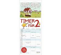 Timer für 2 2027: Familienplaner mit 3 breiten Spalten. Familienkalender mit Tier-Comics, Ferienterminen, Vorschau bis März 2027 und tollen Extras. 19 x 46 cm