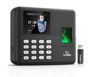 TimeRalo Reloj de Fichar, Control Horario Empleados, Admite Transferencia de Datos por USB, sin Necesidad de WiFi, Software ni Cuota Mensual