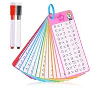 Times Table Flash Cards 0-12 - Tabla de multiplicación con 2 marcadores de borrado en seco para juego de matemáticas de primer a tercer grado