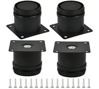 TIMESETL - 4 Patas de Muebles Negras, Patas Ajustables de 50 mm, Altura Patas de Mueble de Acero Inoxidable, Gruesas, Patas de Mesa, Patas de Muebles, Patas de Mueble con 16 Tornillos de Acero