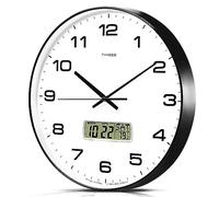 TIMESS Reloj de Pared con Calendario, Esfera Blanca de 14 Pulgadas, Reloj de Pared silencioso, Unidad F, Reloj Redondo de Esfera Grande para Sala de Estar, decoración de habitación, Dormitorio,