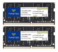 Timetec 32GB Kit(2x16GB) DDR4 2400 MHz (PC4-2400T) PC4-19200 SODIMM - Sin ECC, sin búfer, 260 Pines, 1,2V CL17, módulo de Memoria para portátiles, Mini-PC y Ordenadores Todo en uno.